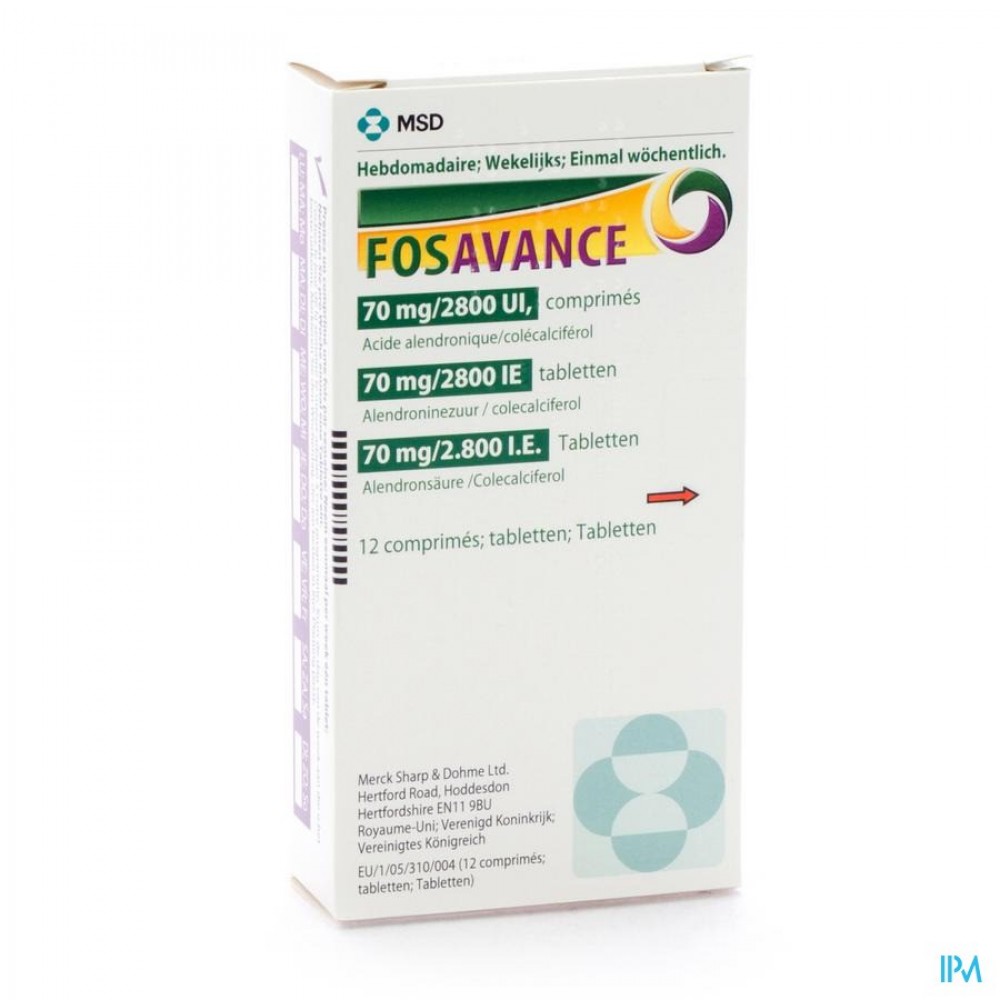 FOSAVANCE TABL 12 70 MG 2800 UI Apotheek T Kindt