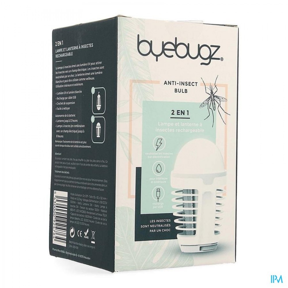 BYEBUGZ A/INSECTS BULB DRAADLOZE LAMP ZAPPER Apotheek T'Kindt