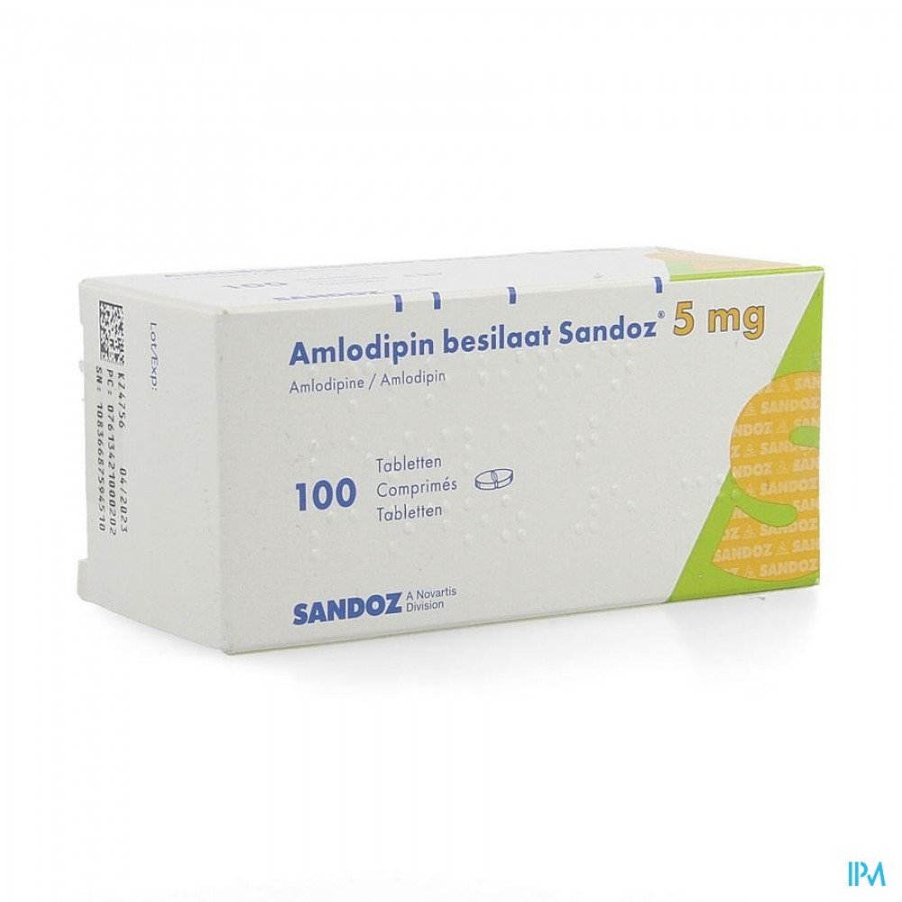 Amlodipine Besilaat Sandoz C0mp 100x5mg Apotheek Tkindt