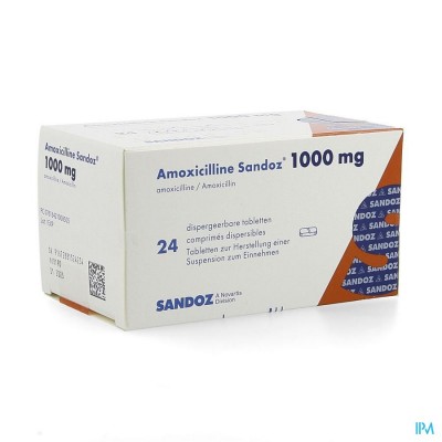 AMOXICILLINE SANDOZ 1000 MG TABL DISP 24